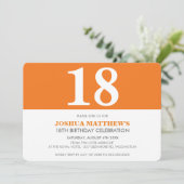 年齢バースデーパーティーモダンシンプルオレンはっきりしたジ 招待状 (スタンド正面)