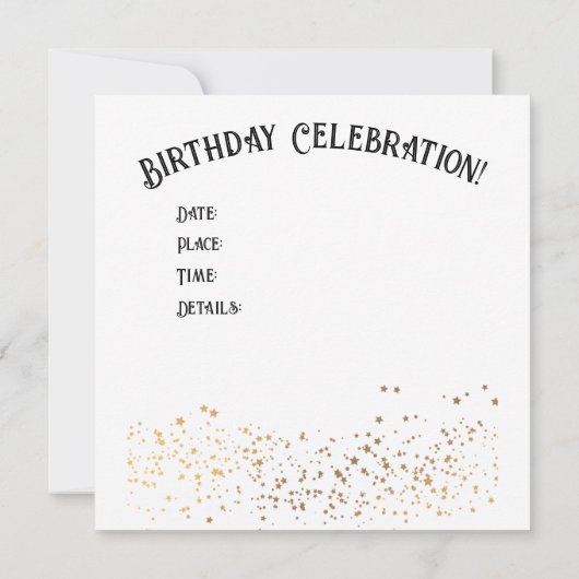 年齢パーソナライズされた誕生日招待状金ゴールドグリッター 招待状 (裏面)