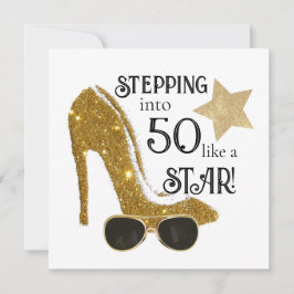 年齢パーソナライズされた誕生日招待状金ゴールドグリッター 招待状