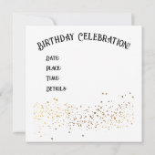 年齢パーソナライズされた誕生日招待状金ゴールドグリッター 招待状 (裏面)