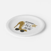 年齢パーソナライズされた金ゴールドグリッター誕生日パーティー ペーパープレート (アングル)