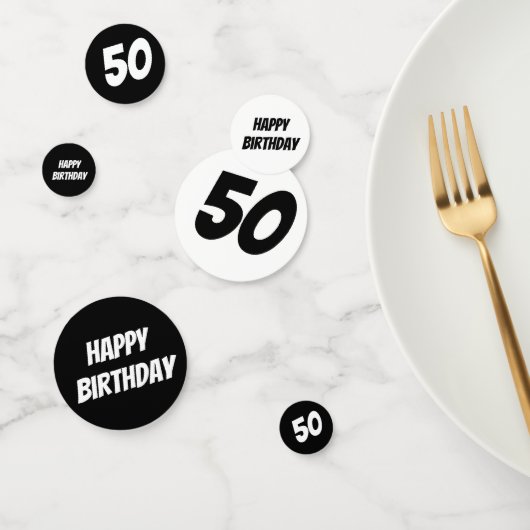 年齢パーソナライズされた – 白黒誕生日 コンフェッティ (グループ)