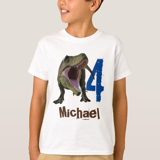 年齢パーソナライズされたTレックスティラノサウルスと名付ける Tシャツ (正面)