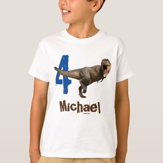 年齢パーソナライズされたTレックスティラノサウルスと名付ける Tシャツ (正面)
