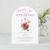 年齢モダンダービーホースピンクサドルアップ誕生日 招待状 (スタンド正面)