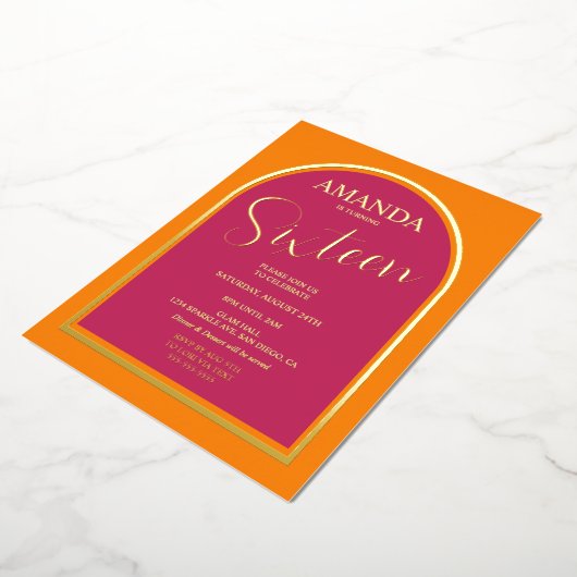 年齢モダン誕生日招待状 箔招待状 (回転した状態)