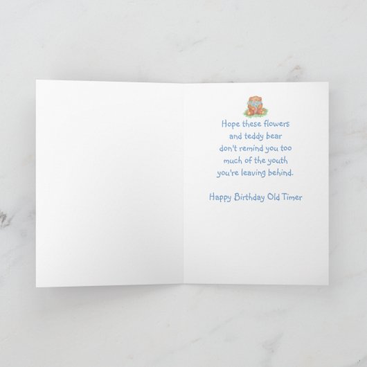 年齢ユーモア30歳の誕生日、かわいいテディベアの花 カード (内部)