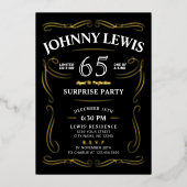 年齢ヴィンテージウイスキーをテーマにしたサプライズ誕生日 箔招待状 (正面)