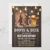 年齢不問 - ブーツとビール 誕生日パーティー招待状 招待状 (正面)