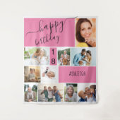 年齢不問 10枚の写真 コラージュ オーダーメイド ピンク タペストリー (正面)