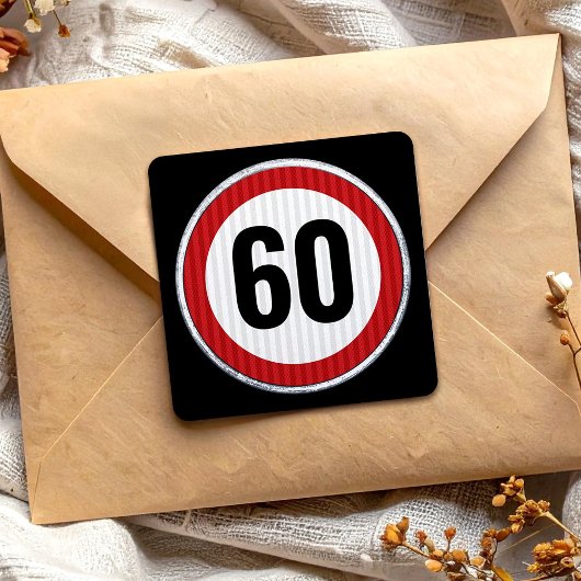 年齢制限サイン - 何歳でもOK 60歳の誕生日 スクエアシール
