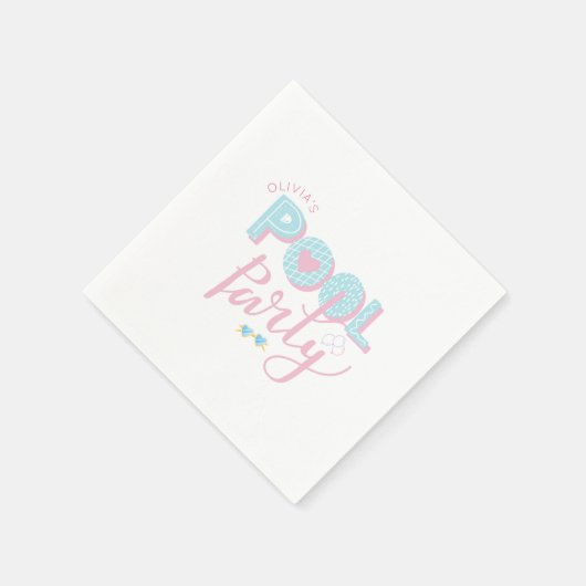年齢問わずのプールパーティーの誕生日 スタンダードカクテルナプキン (角)