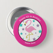 年齢問わずの誕生日フラミンゴのカスタムデザイン 缶バッジ (正面&裏面)