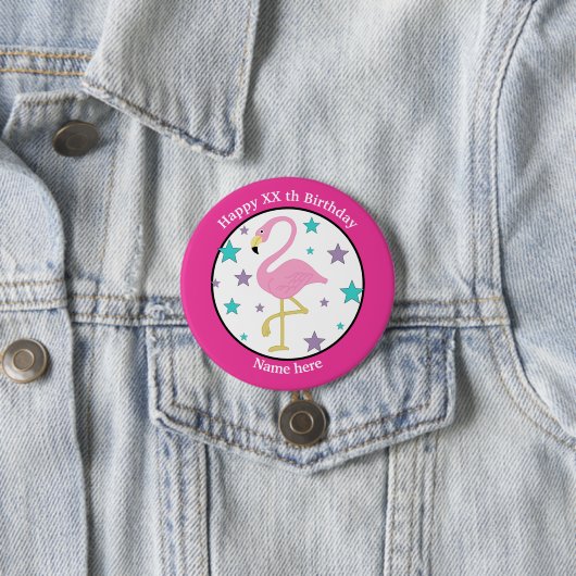 年齢問わずの誕生日フラミンゴのカスタムデザイン 缶バッジ (インサイチュ)