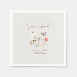 年齢問わずシップ&ペイントのバースデー スタンダードカクテルナプキン