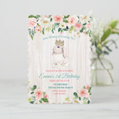 年齢問わず - うさぎの花の誕生日招待状 招待状 (スタンド正面)