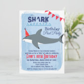 年齢問わず - サメプールパーティーの誕生日招待状 招待状 (スタンド正面)
