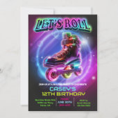 年齢問わず - ローラースケート誕生日招待状 招待状 (正面)