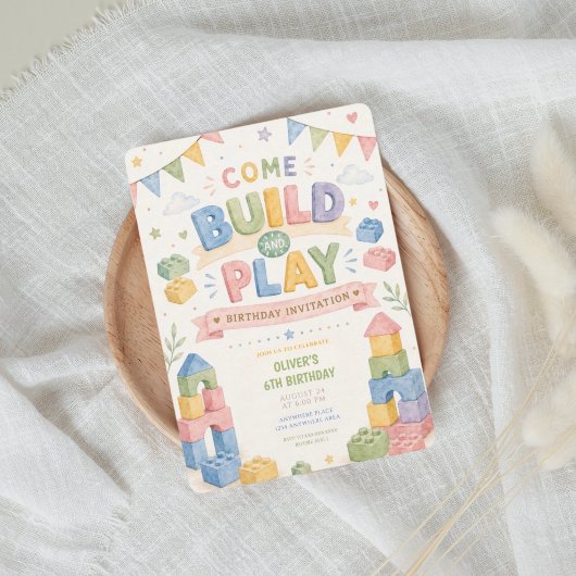 年齢問わず、子供の誕生日ブロックのおもちゃ 招待状