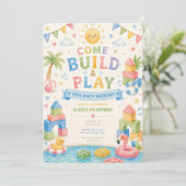 年齢問わず、子供の誕生日ブロックのおもちゃ 招待状 (スタンド正面)