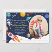年齢問わず - 宇宙飛行士の男の子の誕生日招待状 招待状 (正面)