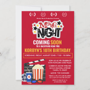 年齢問わず - 映画鑑賞の夜 誕生日パーティーの招待状 招待状