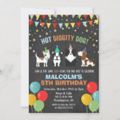 年齢問わず - 犬 子犬 誕生日 チョーク 招待状 (正面)