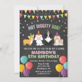 年齢問わず - 犬 子犬 誕生日 チョーク 招待状 (正面)