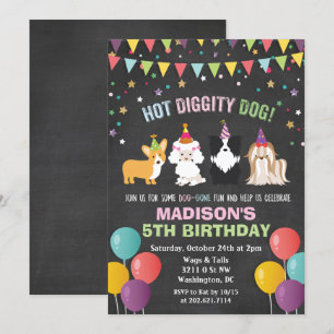 年齢問わず - 犬 子犬 誕生日 チョーク 招待状