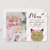年齢問わず - 猫+子猫の写真付き誕生日招待状 招待状 (正面)