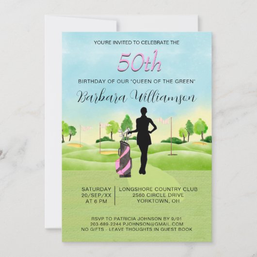 年齢問わず 誕生日パーティー ゴルフパーティー 招待状 (正面)