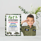 年齢問わず - 軍事誕生日フォト招待状 招待状 (スタンド正面)