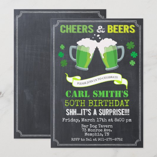 年齢問わず - Cheers & Beers バースデー招待状 招待状 (正面/裏面)