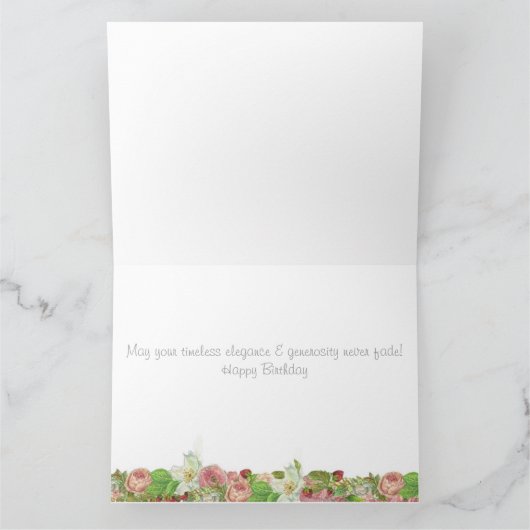 年齢固有の誕生日フェミニン花模様 カード (内部)