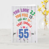 年齢式マイルストーン55 -誕生日 カード (黄色い花)