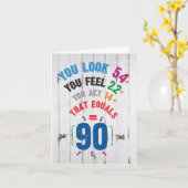 年齢式マイルストーン90 -誕生日 カード (黄色い花)