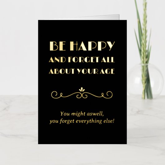 年齢忘れのアールデコの入力おもしろい情報 箔グリーティングカード (正面)