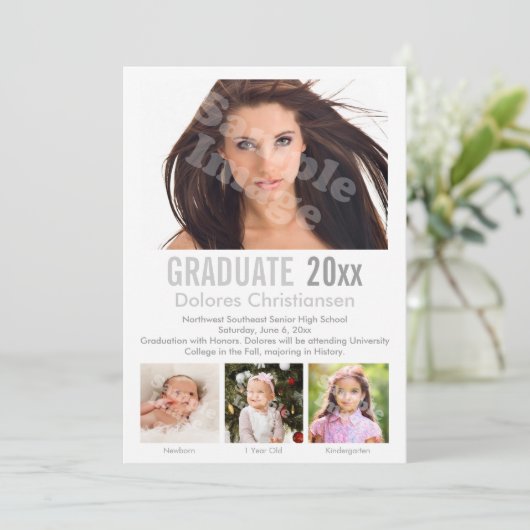 年齢昇格の写真のモダン卒業 招待状 (スタンド正面)