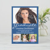 年齢昇格フォトブルーモダン卒業式 招待状 (スタンド正面)