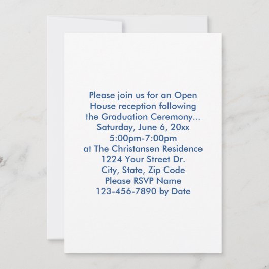 年齢昇格フォトブルーモダン卒業式 招待状 (裏面)