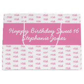 年齢番号のパターン – ピンクと白 ラージペーパーバッグ (正面)