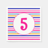 年齢番号カラフルパタストライプーン鮮明パーティー スタンダードカクテルナプキン (正面)