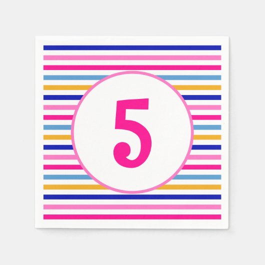 年齢番号カラフルパタストライプーン鮮明パーティー スタンダードカクテルナプキン (正面)