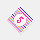 年齢番号カラフルパタストライプーン鮮明パーティー スタンダードカクテルナプキン (角)