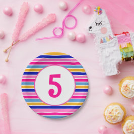 年齢番号カラフルパタストライプーン鮮明パーティー ペーパープレート