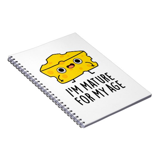 年齢相応に成熟している - 面白いチーズのダジャレ ノートブック (右側)