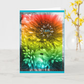 年齢第16誕生日絞り染め虹の花 カード (黄色い花)