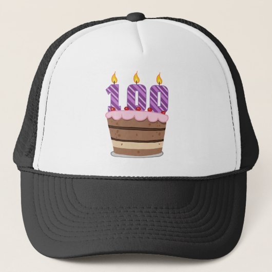 年齢100オンお誕生日ケーキ キャップ (正面)