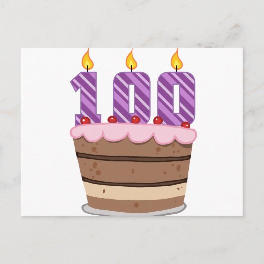 年齢100オンお誕生日ケーキ ポストカード (正面)