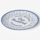 年齢100分散型番号パターン青/白 ペーパープレート (アングル)